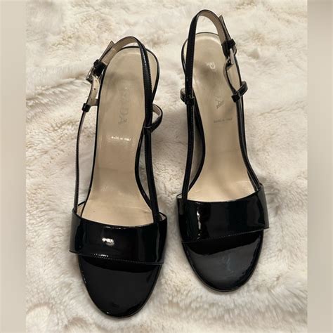 prada vero cuoio sling back black heels